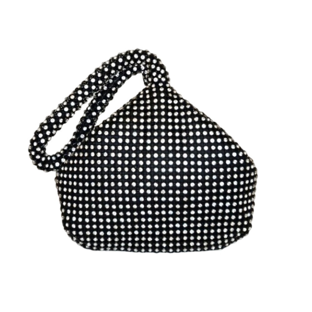 Ella & Elly Rhinestone Mesh Wristlet Bag, Women OS Black Silver